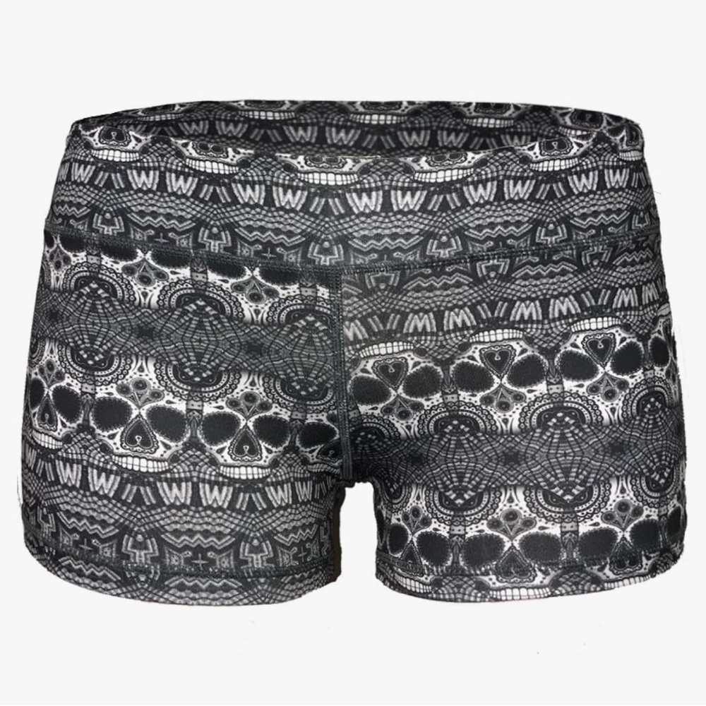 Epic MMA Black and White Skull Pattern Shorts